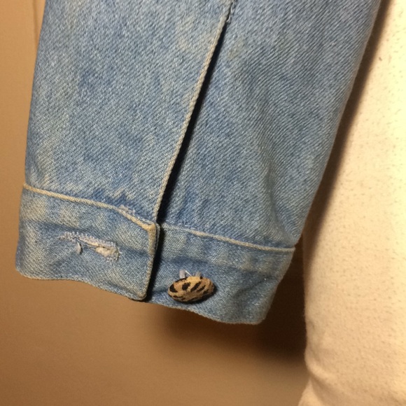 Women’s Vintage denim jacket leopard spots size M - Picture 7 of 8
